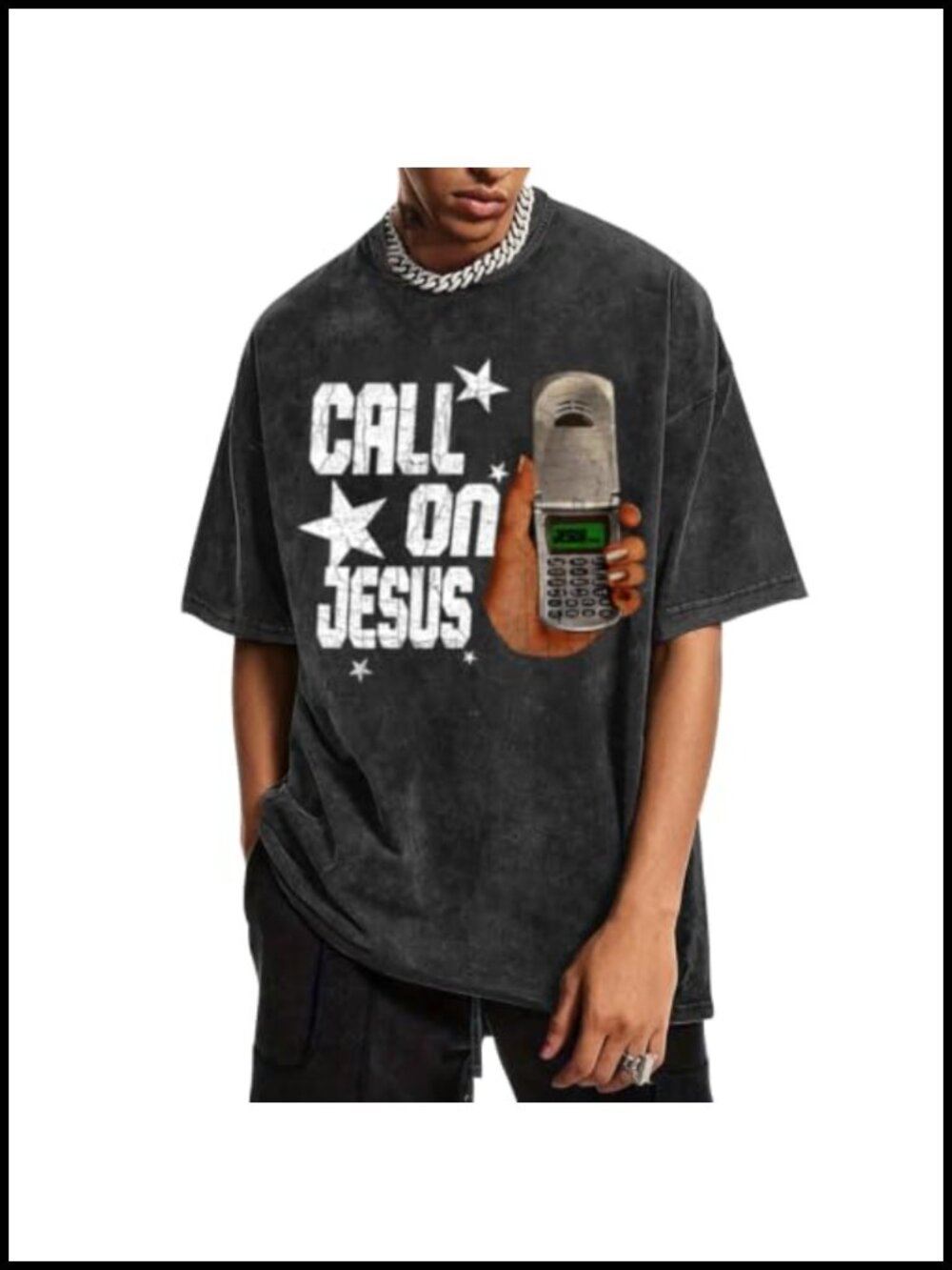 Men's Christian Graphic T-Shirt Acid Wash Cotton Faith Tee